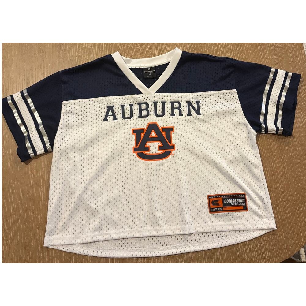 Auburn Tigers Colosseum Treasure Cropped Football Jersey Womens Size L NWT